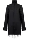 Mm6 Maison Margiela Frayed-hem High-neck Shirt In Black