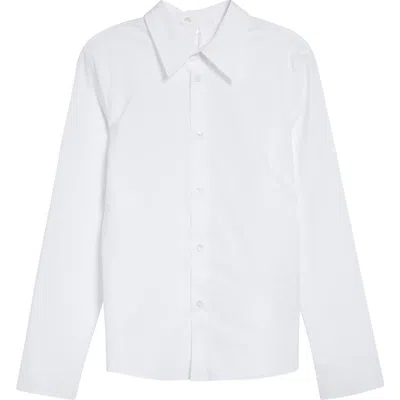 Mm6 Maison Margiela Frayed Hem Poplin Button-up Shirt In White