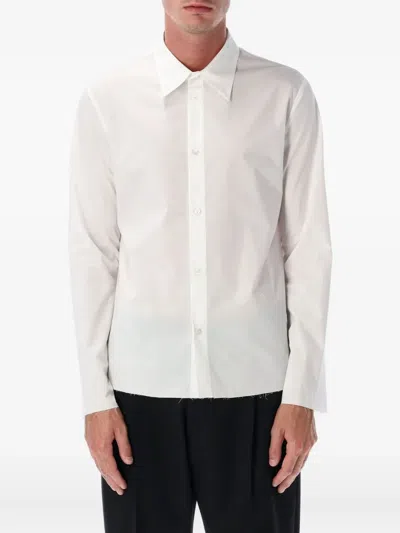Mm6 Maison Margiela Mm6 By Maison Margiela White Cotton Shirt With Raw Hem In Gray