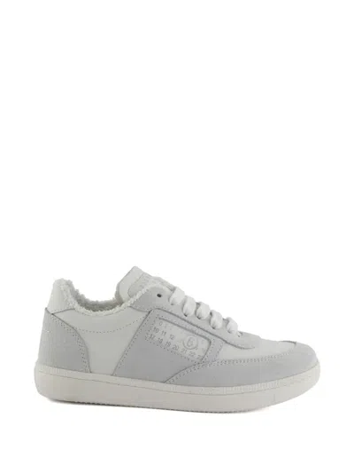 Mm6 Maison Margiela Kids' Frayed Panel Sneakers In White