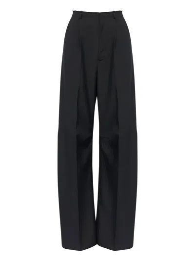 Mm6 Maison Margiela Pinstripe Frayed Trousers In Black