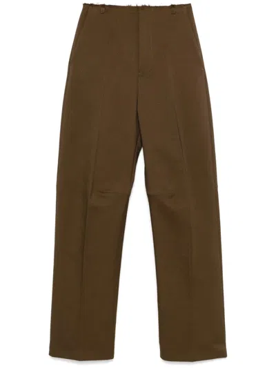 Mm6 Maison Margiela Frayed Trousers In Green