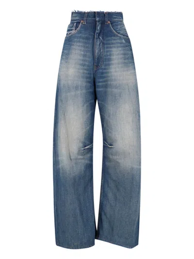 MM6 MAISON MARGIELA FRAYED WIDE-LEG JEANS WITH HIGH WAIST