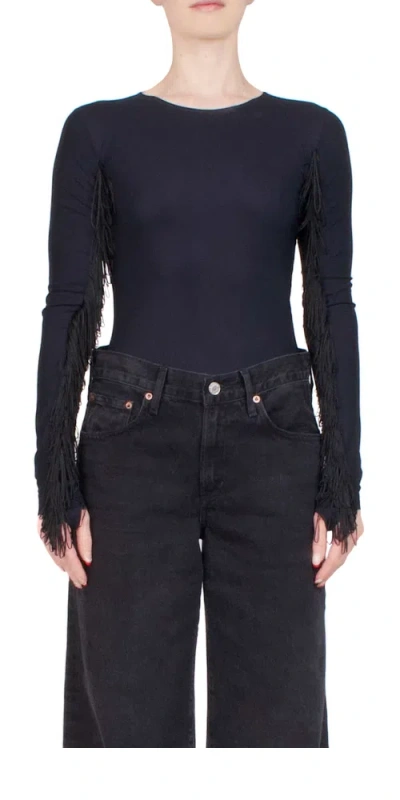 Mm6 Maison Margiela Fringe Bodysuit In Black