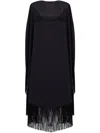 Mm6 Maison Margiela Fringe-detail Belted Midi Dress In Black