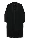 Mm6 Maison Margiela Fringe-trimmed Shirt Midi Dress In Black
