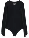 Mm6 Maison Margiela Mm6 By Maison Margiela Fringed Bodysuit With Intricate Side Detailing In Black