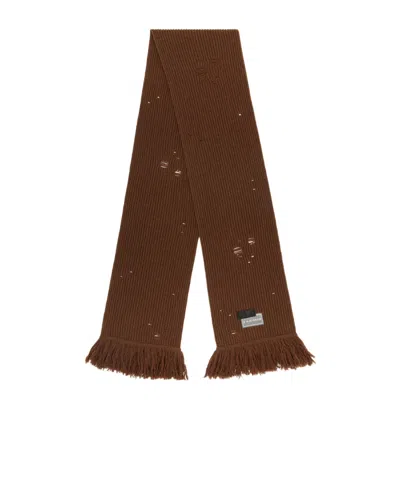 Mm6 Maison Margiela Fringed Scarf In Brown