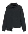Mm6 Maison Margiela Wool Blend Sweater With Integrated Scarf In Black