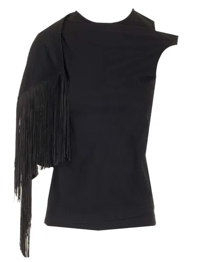 Mm6 Maison Margiela Fringed Scarf Top Tops Black