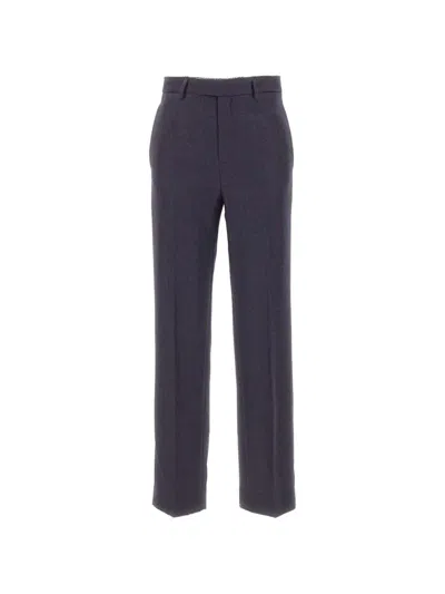 Mm6 Maison Margiela Fringed Virgin-wool Trousers In Blue