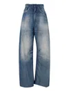Mm6 Maison Margiela Fringed Wide Jeans In Blue