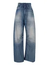 Mm6 Maison Margiela Frayed Wide-leg Jeans With High Waist In Blue