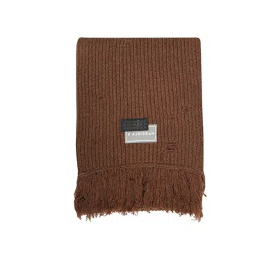 Mm6 Maison Margiela Fringed Wool Scarf In Brown