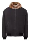 Mm6 Maison Margiela Fur-collar Cotton Jacket In Black