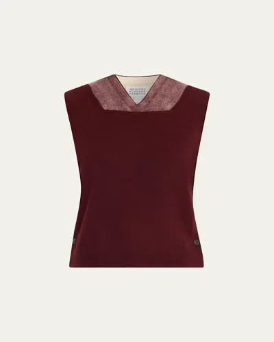 Mm6 Maison Margiela Fused Wool Knit Vest In Burgundy