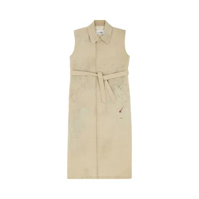Pre-owned Mm6 Maison Margiela Gabardine Gilet 'beige' | Tan | Women's Size 38