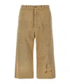 Mm6 Maison Margiela Belt Loops Paint Splatter Design Shorts In Sand Beige