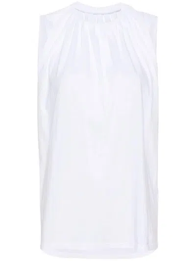 Mm6 Maison Margiela Gathered-detail Cotton Tank Top In White