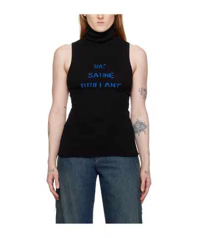 Mm6 Maison Margiela Gathered-detail Ribbed Top In Black