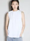 Mm6 Maison Margiela Gathered-detail Cotton Tank Top In White