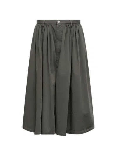 Mm6 Maison Margiela Gathered Overdyed Shorts In Gray
