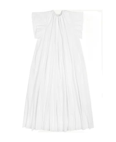 Mm6 Maison Margiela Gathered Poplin Maxi Dress In White
