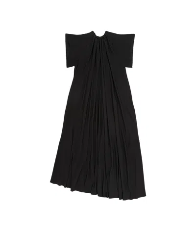 Mm6 Maison Margiela Gathered Short-sleeve Maxi Dress In Black