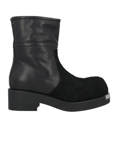 Mm6 Maison Margiela Genuine Leather Suede Ankle Boots In Black