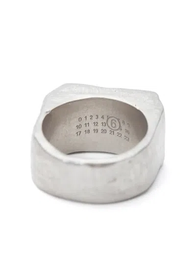 Mm6 Maison Margiela Geometric Numbers-motif Ring In Silver