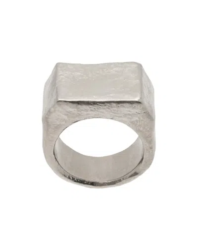 Mm6 Maison Margiela Silver Metal Chiseled Ring In White