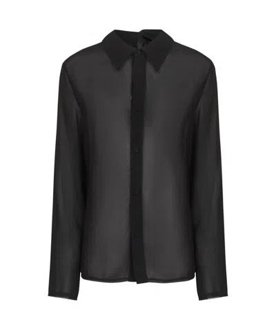 Mm6 Maison Margiela Georgette Shirt In Black
