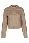 Mm6 Maison Margiela Woman Denim Outerwear Light Brown Size 8 Cotton