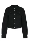 Mm6 Maison Margiela Black Collarless Denim Jacket
