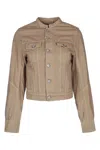 Mm6 Maison Margiela Woman Denim Outerwear Light Brown Size 8 Cotton