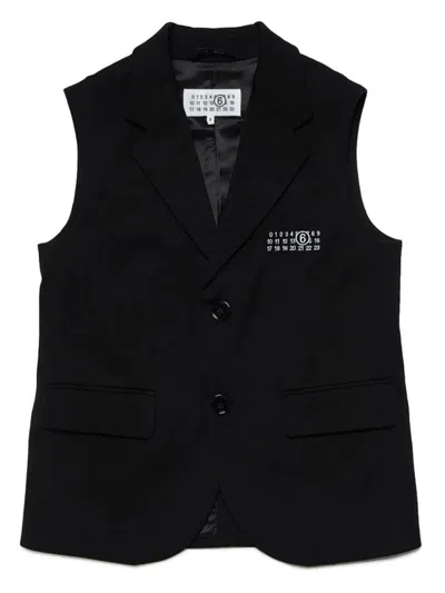 Mm6 Maison Margiela Kids' Logo-embroidered Vest In Black  