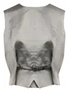 Mm6 Maison Margiela Mm6 By Maison Margiela Satin-finish Grey Gilet With Structured Belt In Gold