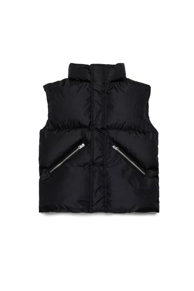 Mm6 Maison Margiela Gilet Imbottito Con Zip In Black