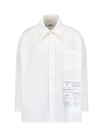 Mm6 Maison Margiela Giornalistica Print Shirt In White