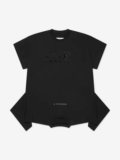 Mm6 Maison Margiela Babies'  Girls Asymmetric T-shirt Dress In Black