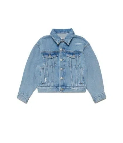 Mm6 Maison Margiela Kids' Logo-embroidered Denim Jacket In Blue