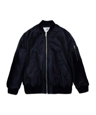 Mm6 Maison Margiela Kids' Glossy Lightweight Bomber Jacket In Black
