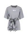 Mm6 Maison Margiela Gloves Crewneck T-shirt In Gray