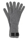 Mm6 Maison Margiela Textured Knitted Wool Blend Handwear In Gray