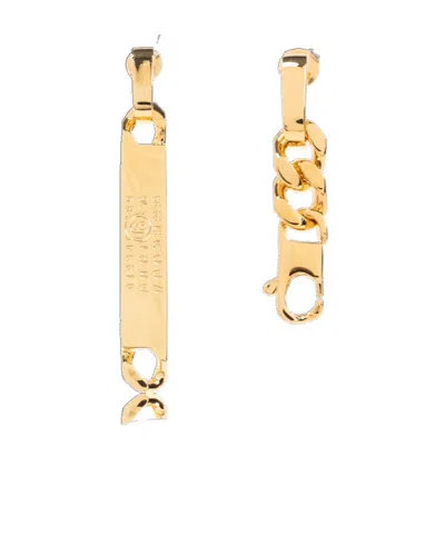 Mm6 Maison Margiela Gold Brass Earrings In Yellow