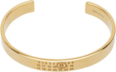 Mm6 Maison Margiela Gold Minimal Logo Bracelet In 950 Polished Yellow
