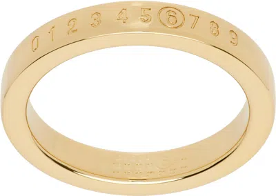 Mm6 Maison Margiela Gold Minimal Logo Ring In 950 Polished Yellow