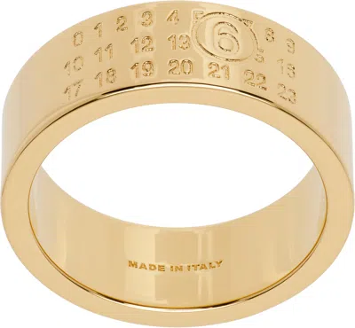Mm6 Maison Margiela Gold Numeric Minimal Signature Ring In 950 Polished Yellow
