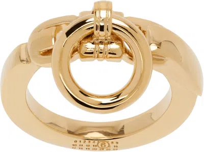 Mm6 Maison Margiela Gold Object Trouve Minimal Logo Ring In 950 Yellow Gold Poli