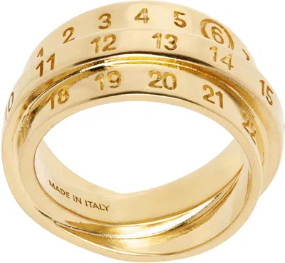 MM6 MAISON MARGIELA GOLD TRIPLE LOGO NUMERIC SIGNATURE RING